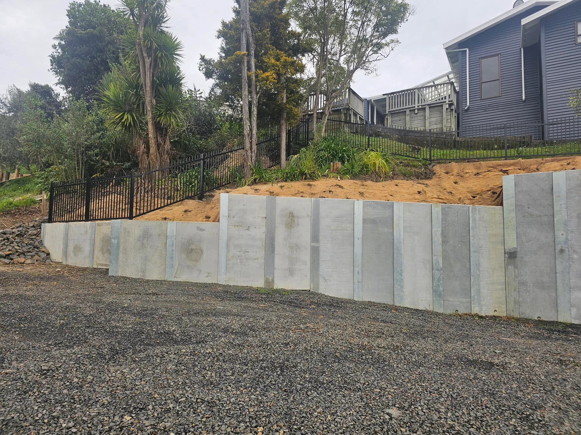 Steel and Concrete Hybrid Retaining Wall New Zealand